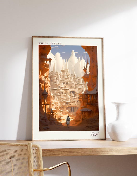 White Desert Travel Poster Egypt Decor Print