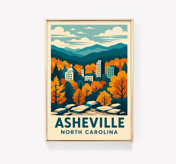 Asheville Travel Poster, North Carolina Vintage Art Print