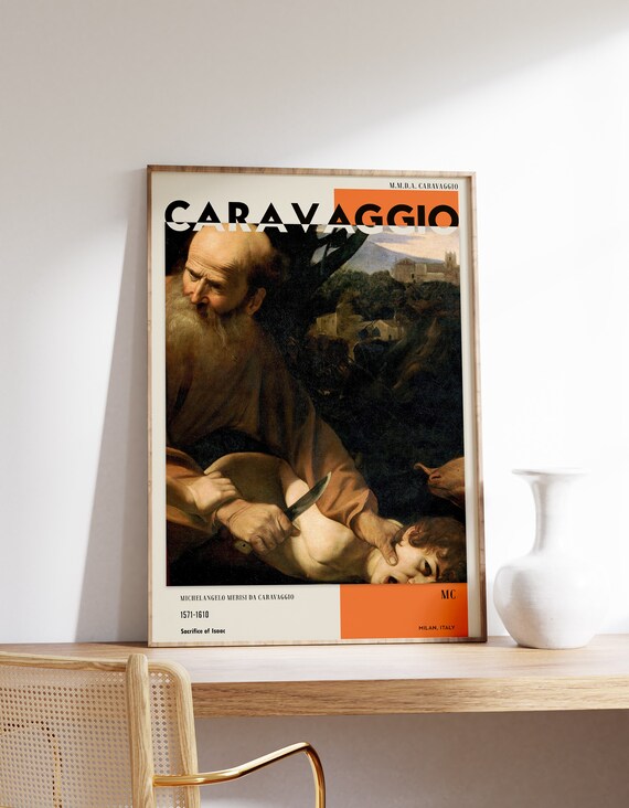 Caravaggio Print Exhibition Poster Renaissance Modern Wall Art Mid Century