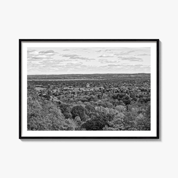 Traverse City Michigan Panoramic Town Black And White View Poster