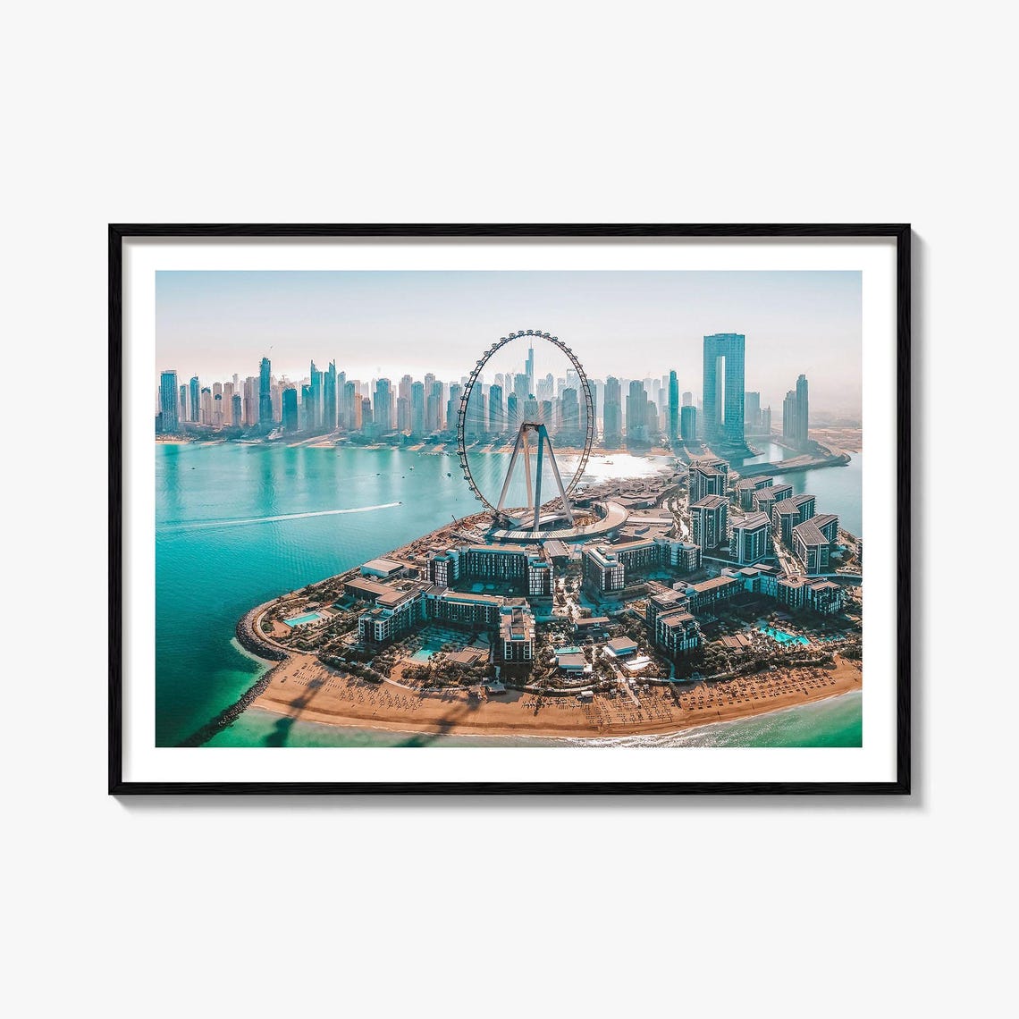 Dubai UAE Aerial Ferris Wheel City Skyline Beach Photo Poster