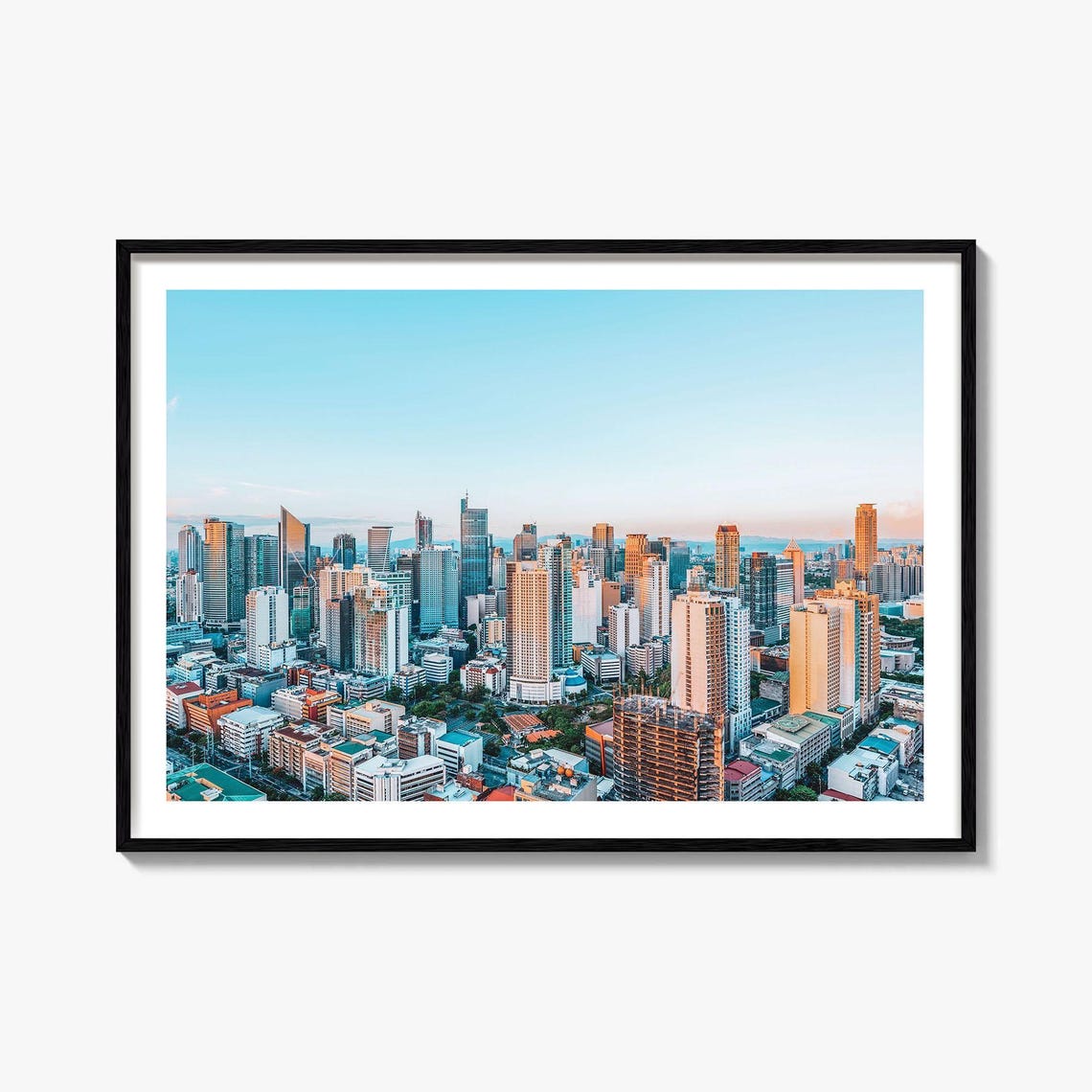 Manila Philippines City Skyline Sunset Modern Skyscrapers Poster