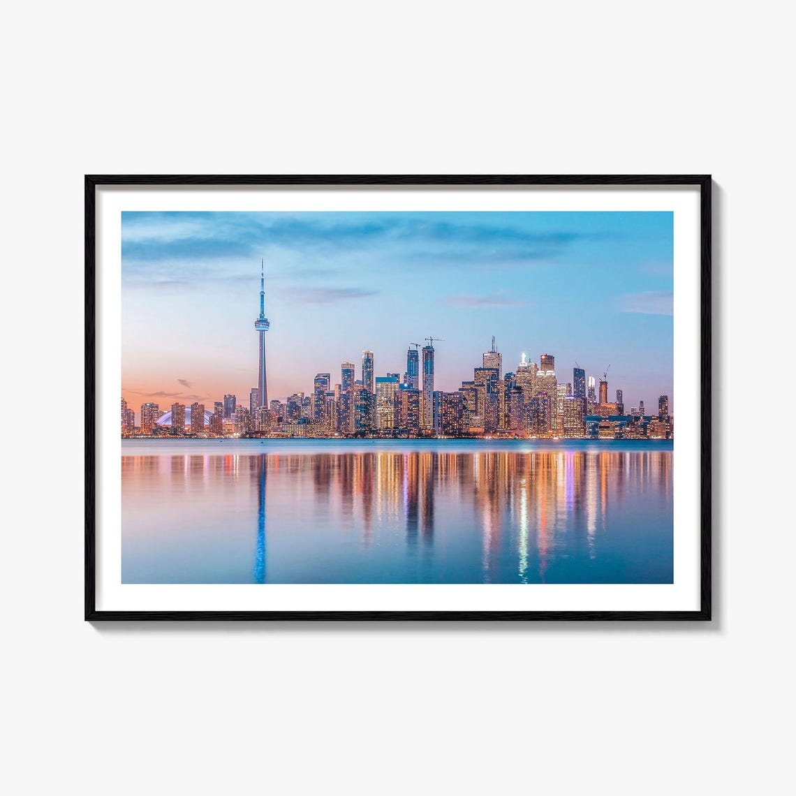 Toronto Skyline CN Tower Lake Ontario Sunset Reflection Poster
