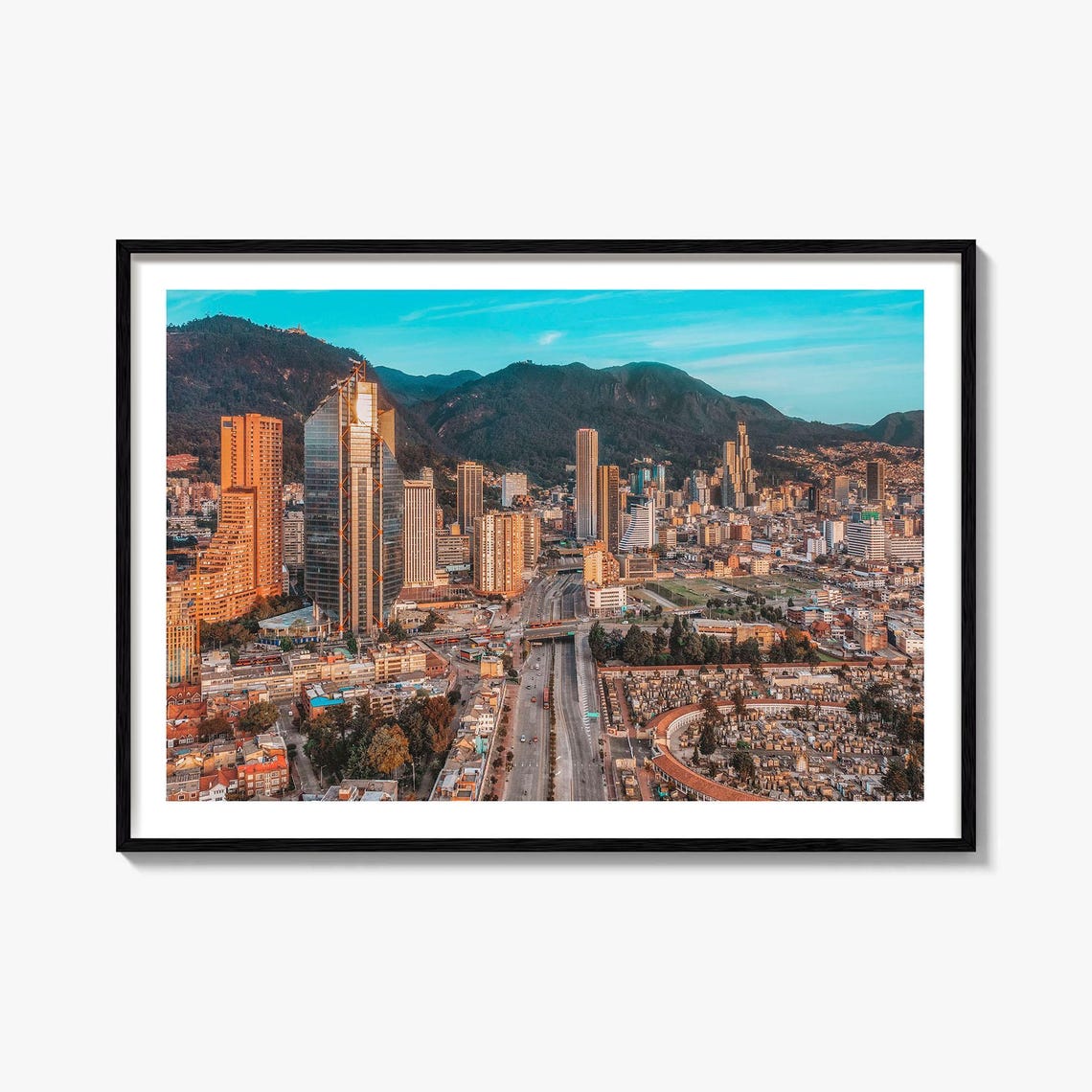 Bogota Colombia Aerial Skyline Andes Mountains Sunset Glow Poster