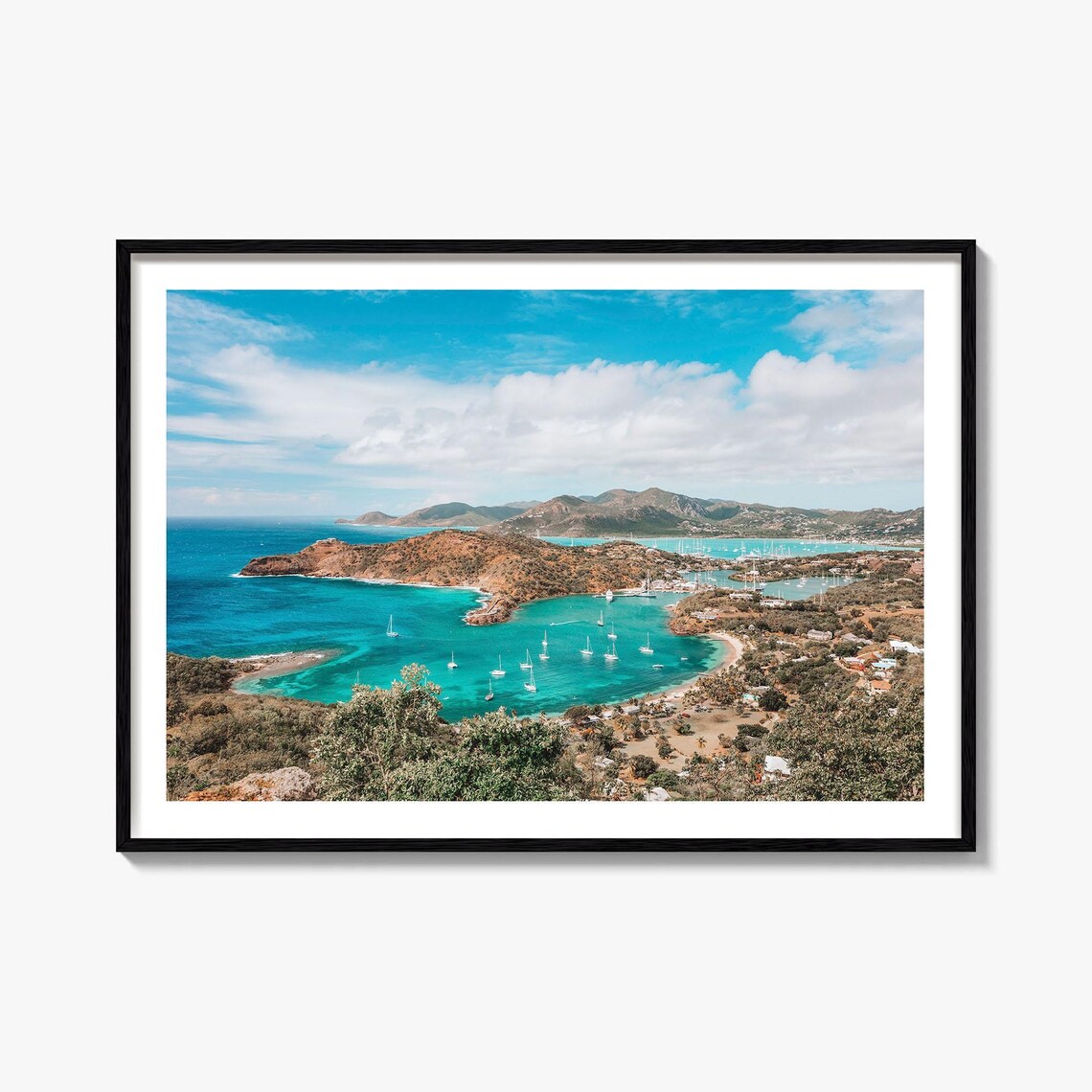 Antigua English Harbour Yacht Bay Turquoise Water Aerial Photo Poster