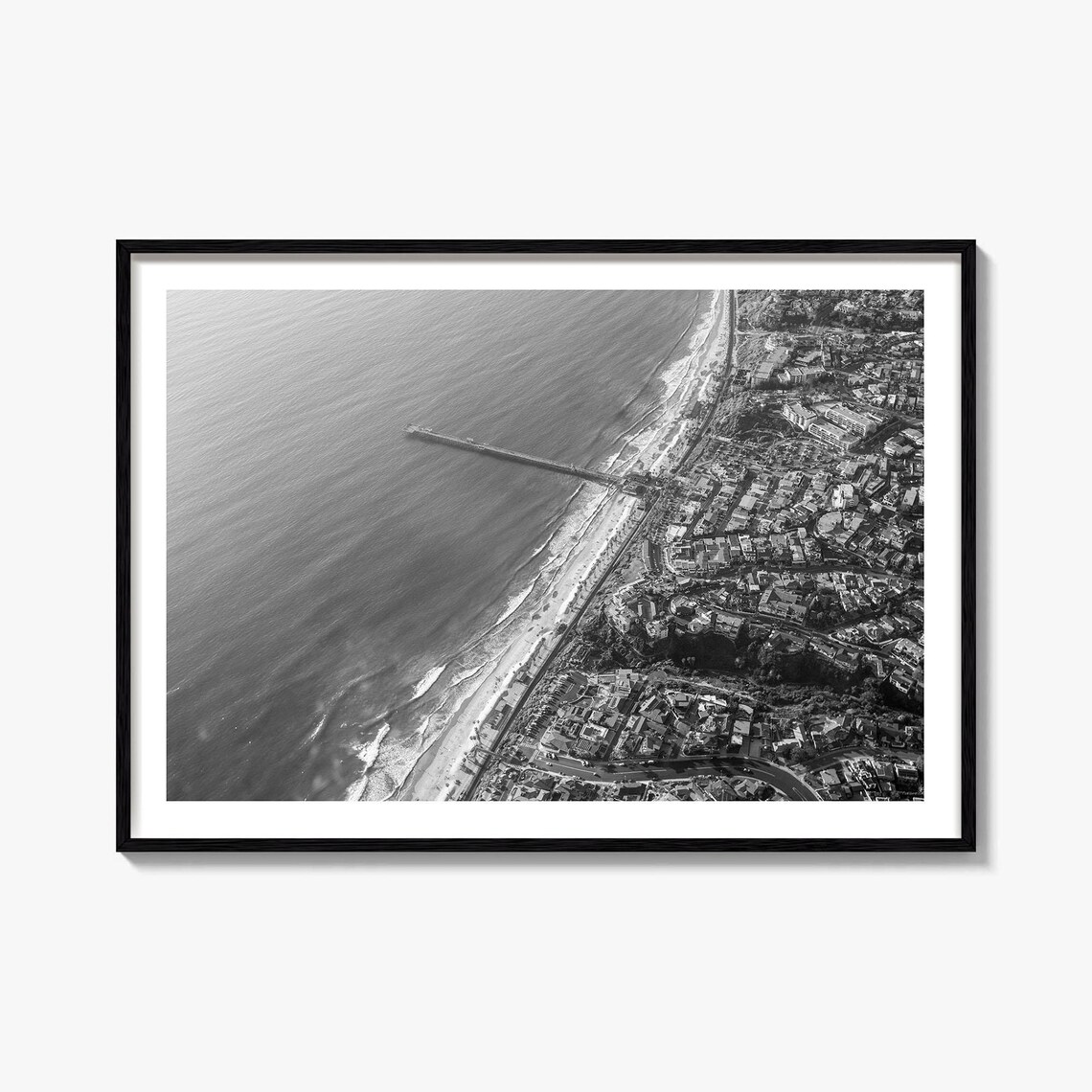 San Clemente Black and White Travel Poster Print