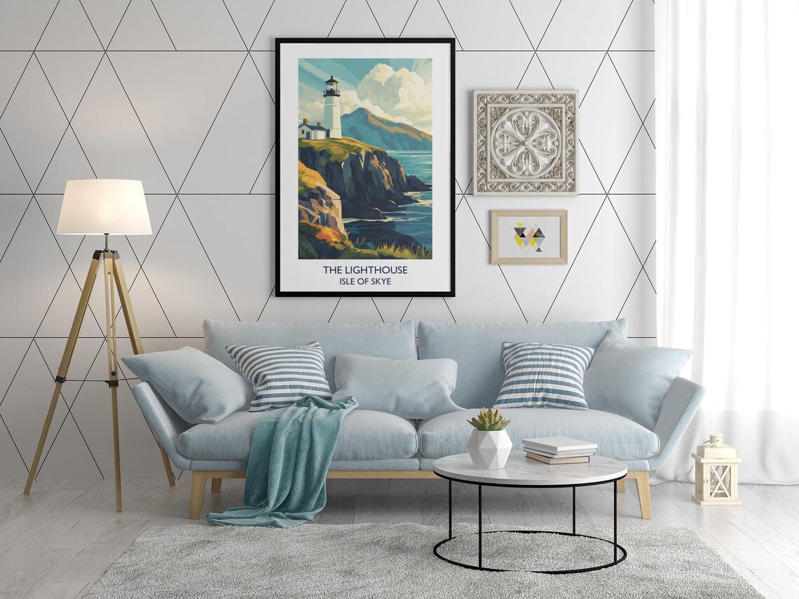 Isle of Skye Lighthouse Rocky Cliffs Dramatic Coast Vintage Travel Poster - Image 3
