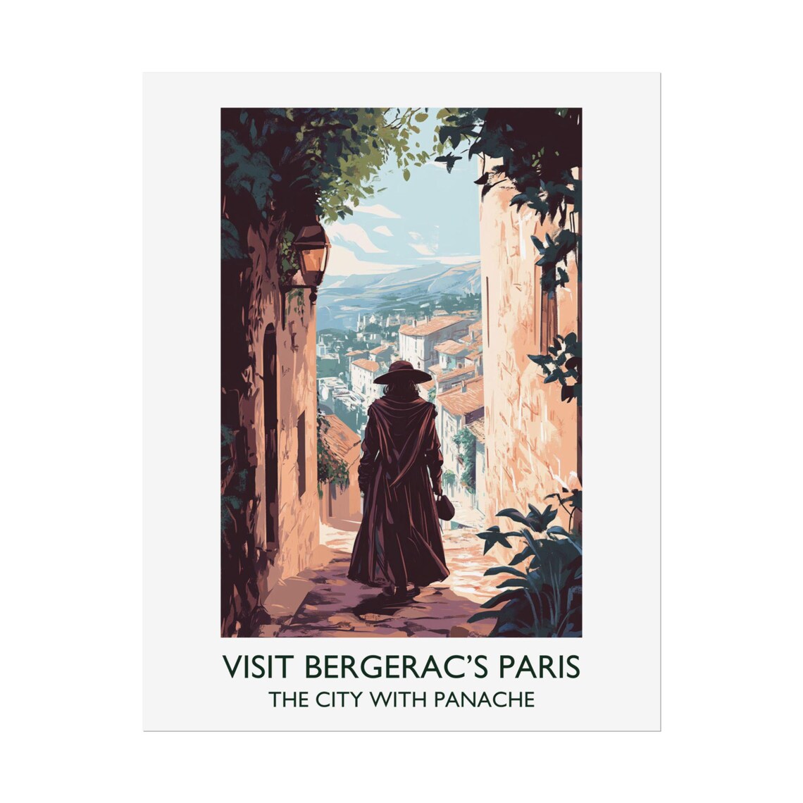 Cyrano de Bergerac Paris Old Town Alley Vintage Travel Poster - Image 2