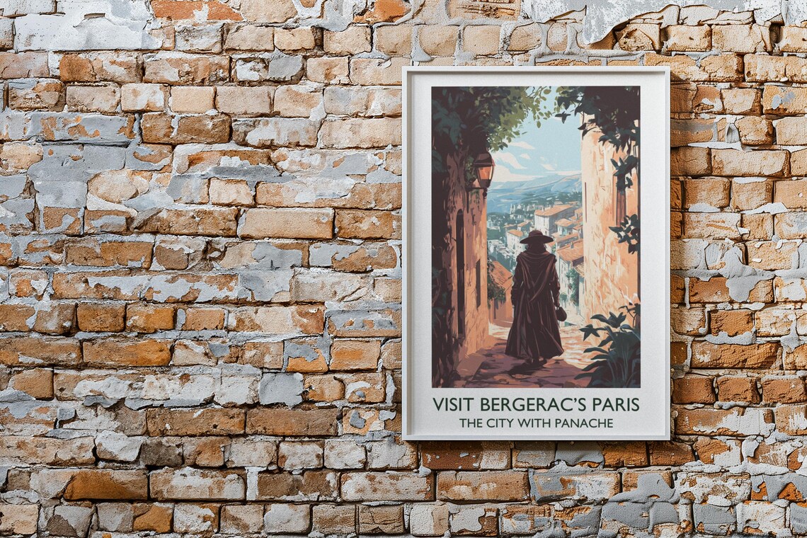 Cyrano de Bergerac Paris Old Town Alley Vintage Travel Poster - Image 3