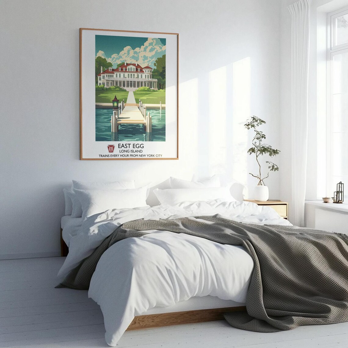 East Egg Long Island Waterfront Mansion Dock Vintage Travel Poster - Image 3