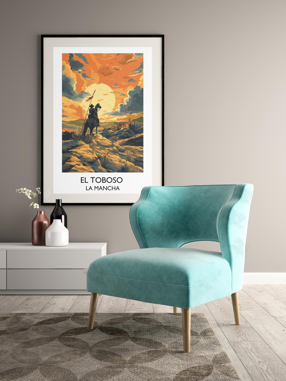Don Quixote El Toboso La Mancha Knight Sunset Vintage Travel Poster - Image 2