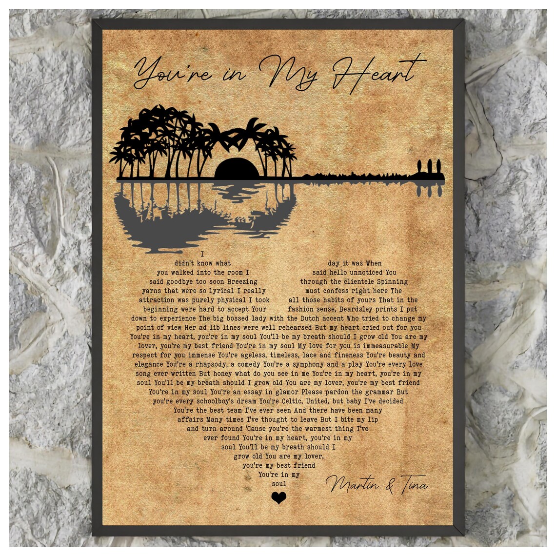 Personalised Song Lyrics Vintage Guitar Art Print