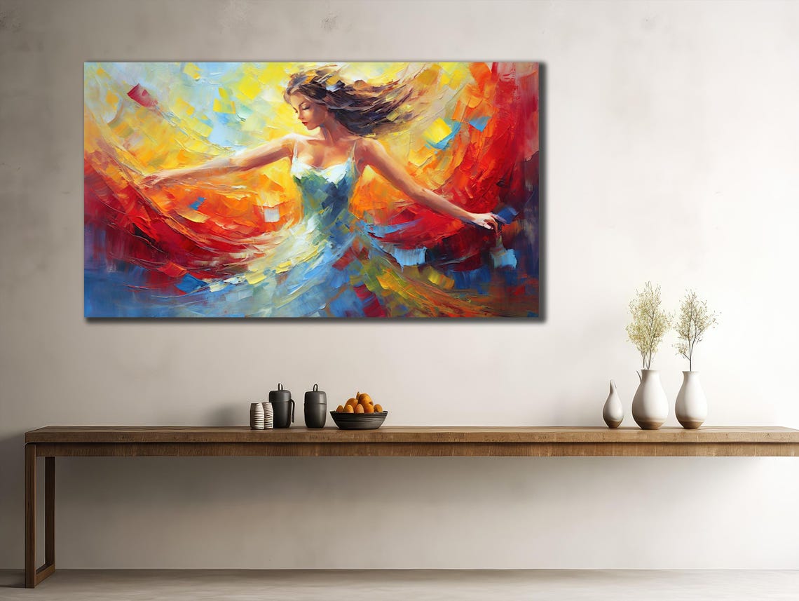 Ballerina Print Art Dancer Wall Art Colorful Painting On Modern Oil Printing Art Gift For Her Woman Dancer Wall Decor - Image 2