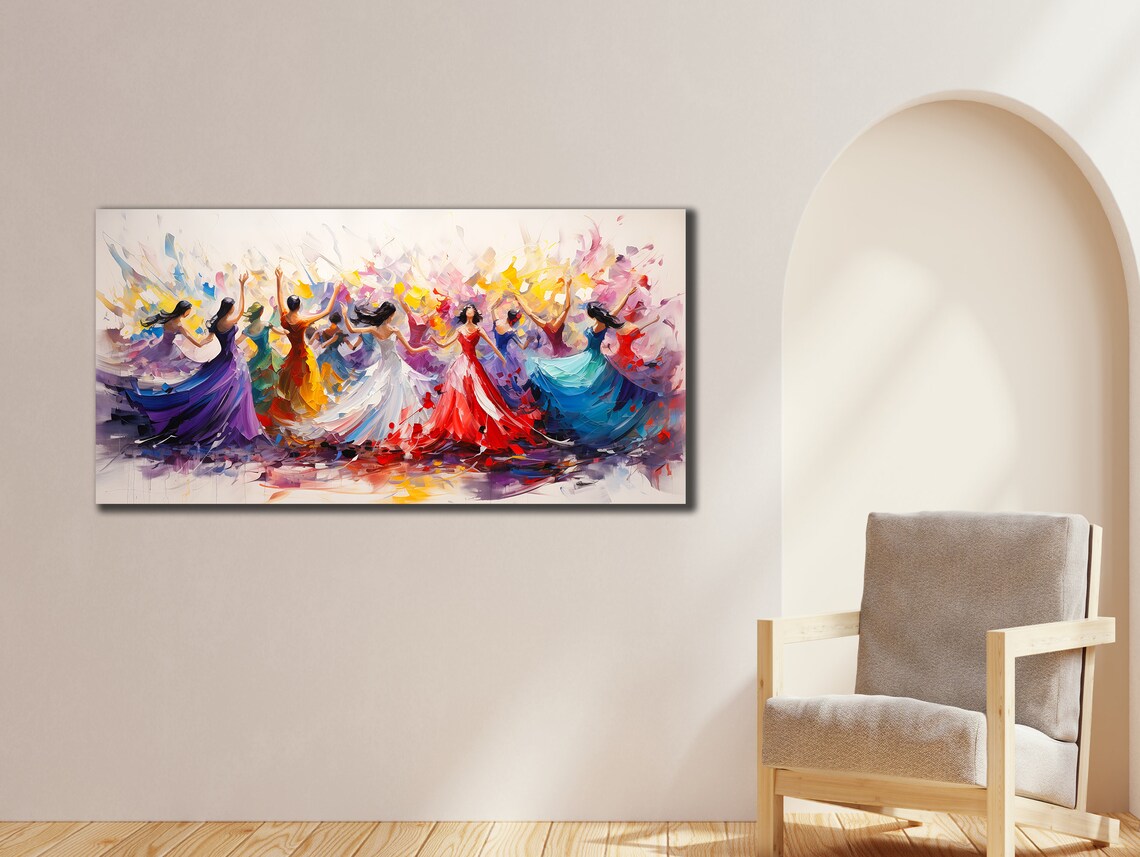 Colorful Dancing Girls Modern Home Wall Decor Art Print - Image 3
