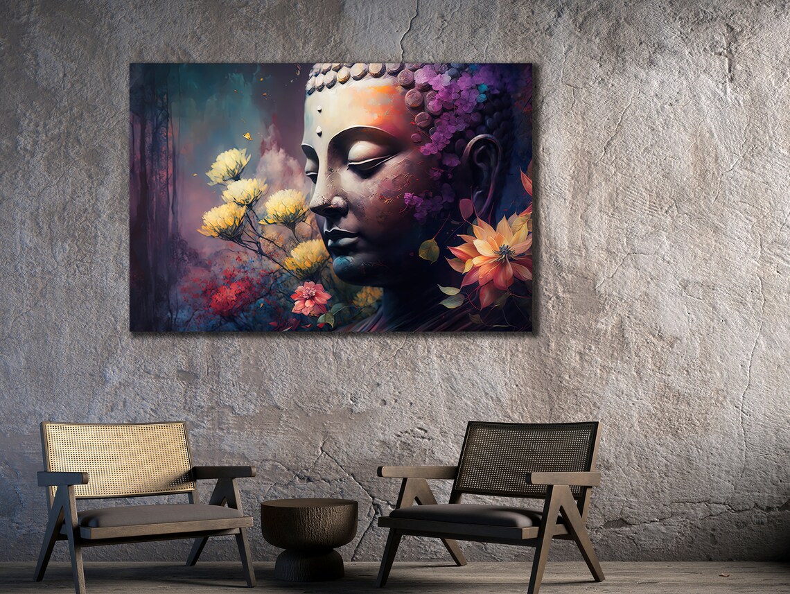 Buddha Flower Serene Floral Portrait Spiritual Calm Decor Poster - Image 3