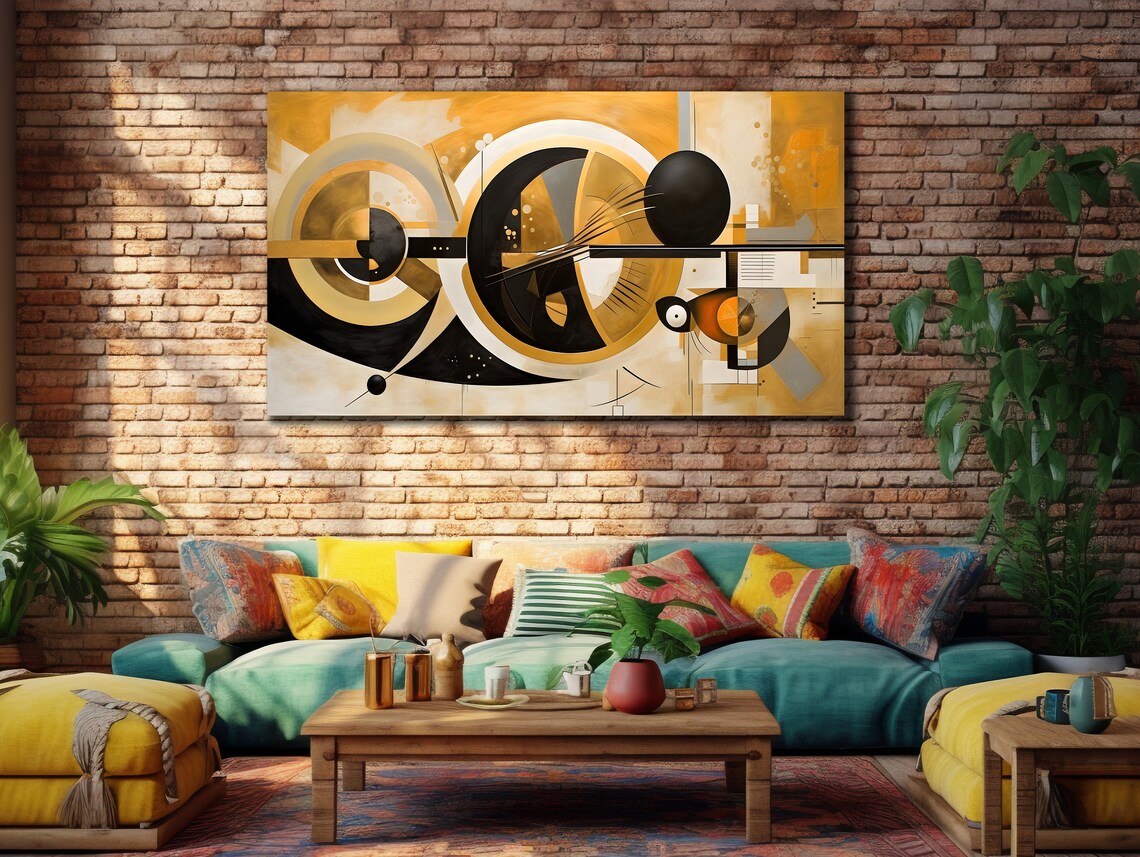 Black Gold Geometric Circles Modern Abstract Minimalist Design Poster - Image 3