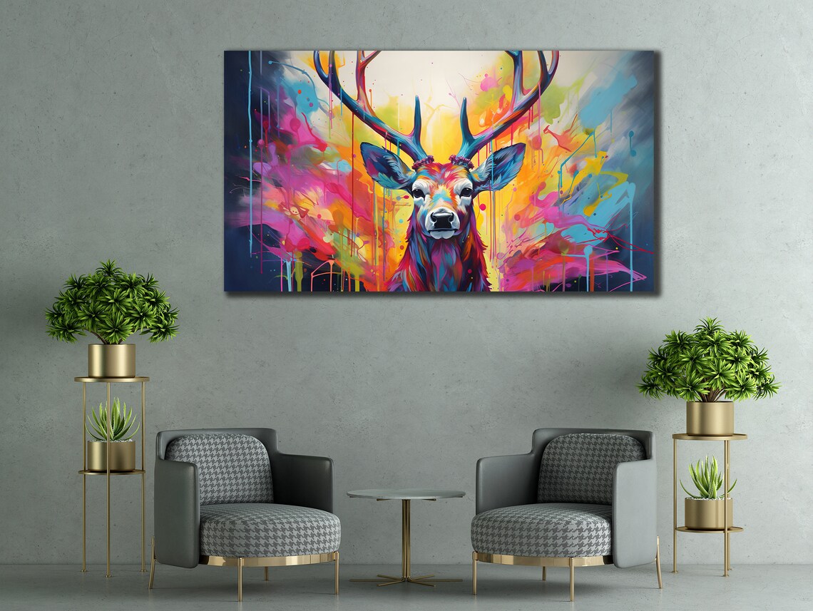 Colorful Deer Wall Art Print for Home Office - Image 2
