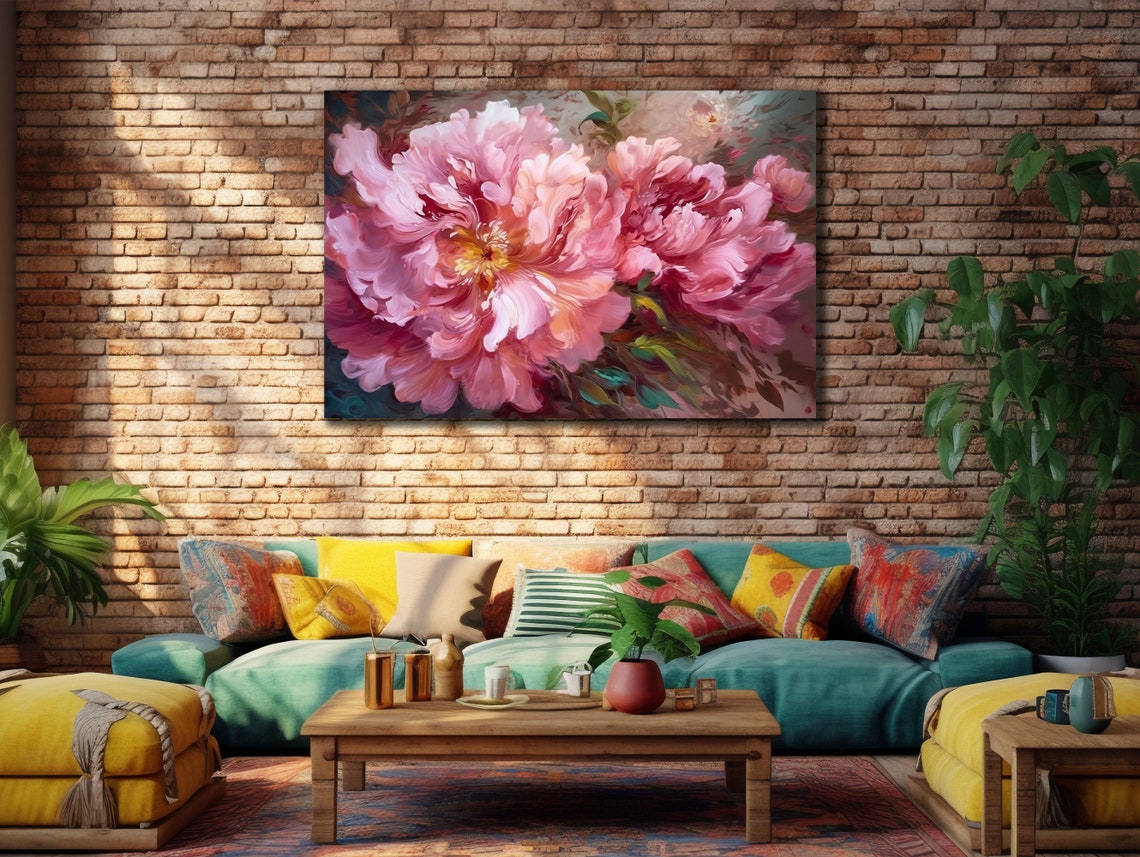 Blush Pink Peonies Cluster Painterly Floral Spring Wall Art Poster - Image 3