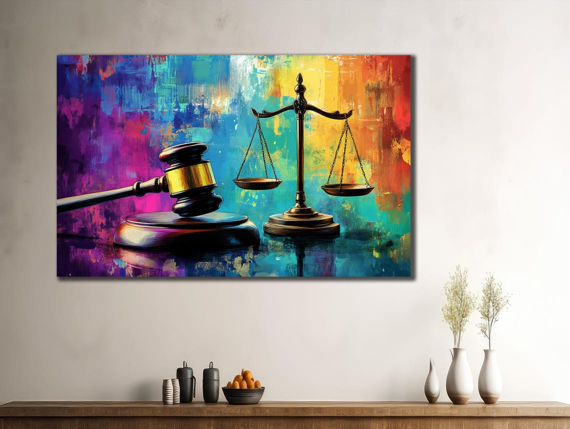 Scales Of Justice Art Lawyer Office Wall Decor Print Wall Art Gift For Lawyer Lawyer Gifts Balance Of Justice Painting On