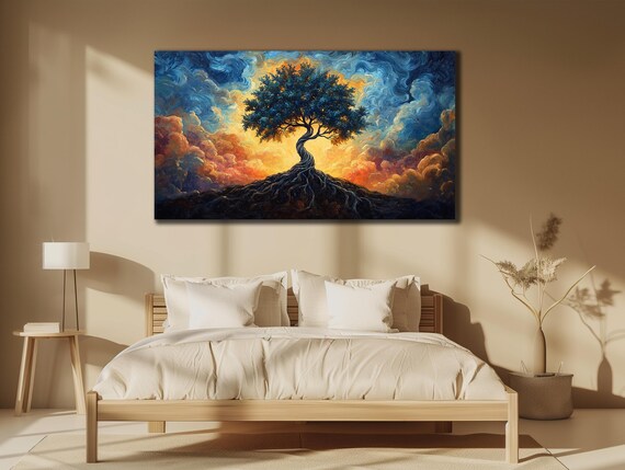 Tree Painting On Yggdrasil Wall Art Nature Wall Decor Tree Of Life Poster Home Decor Gift Art Colorful Nature Wall Art Print