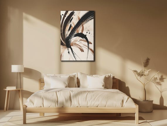 Abstract Beigeblack Printing Line Art Modern Art Beige Minimalist Poster Wall Decor For Living Room