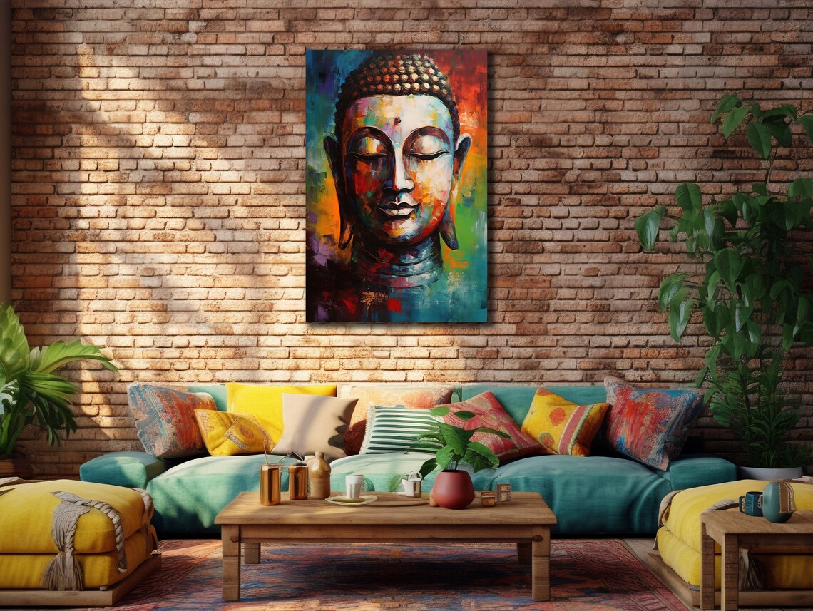 Colorful Buddha Face Peaceful Zen Meditation Abstract Art Poster - Image 3