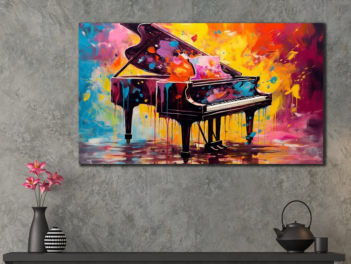 Colorful Piano Painting, Musical Instruments Art Print