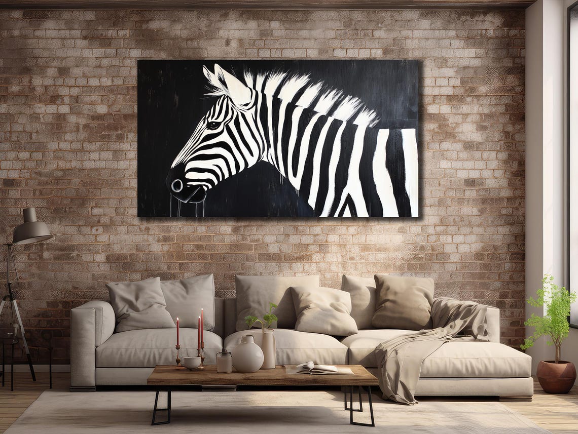Zebra Head Profile Black And White Minimalist Wildlife Poster - Image 3