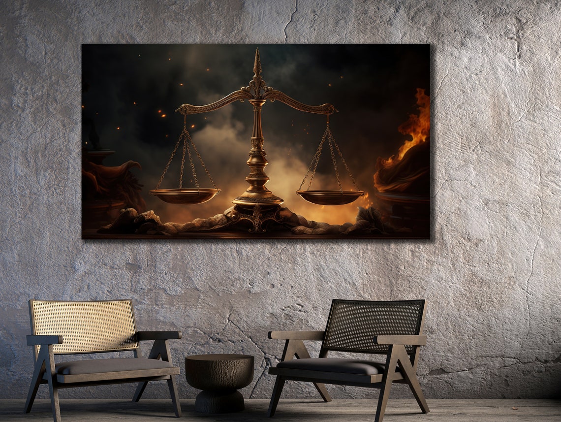 Scales Of Justice Art Lawyer Office Wall Decor Print Wall Art Gift For Lawyer Lawyer Gifts Balance Of Justice Painting On - Image 2