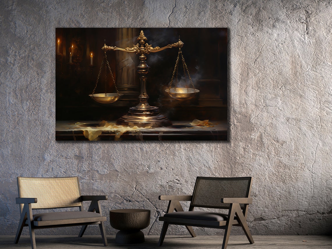 Scales Of Justice Art Lawyer Office Wall Decor Print Wall Art Gift For Lawyer Lawyer Gifts Balance Of Justice Painting On - Image 3