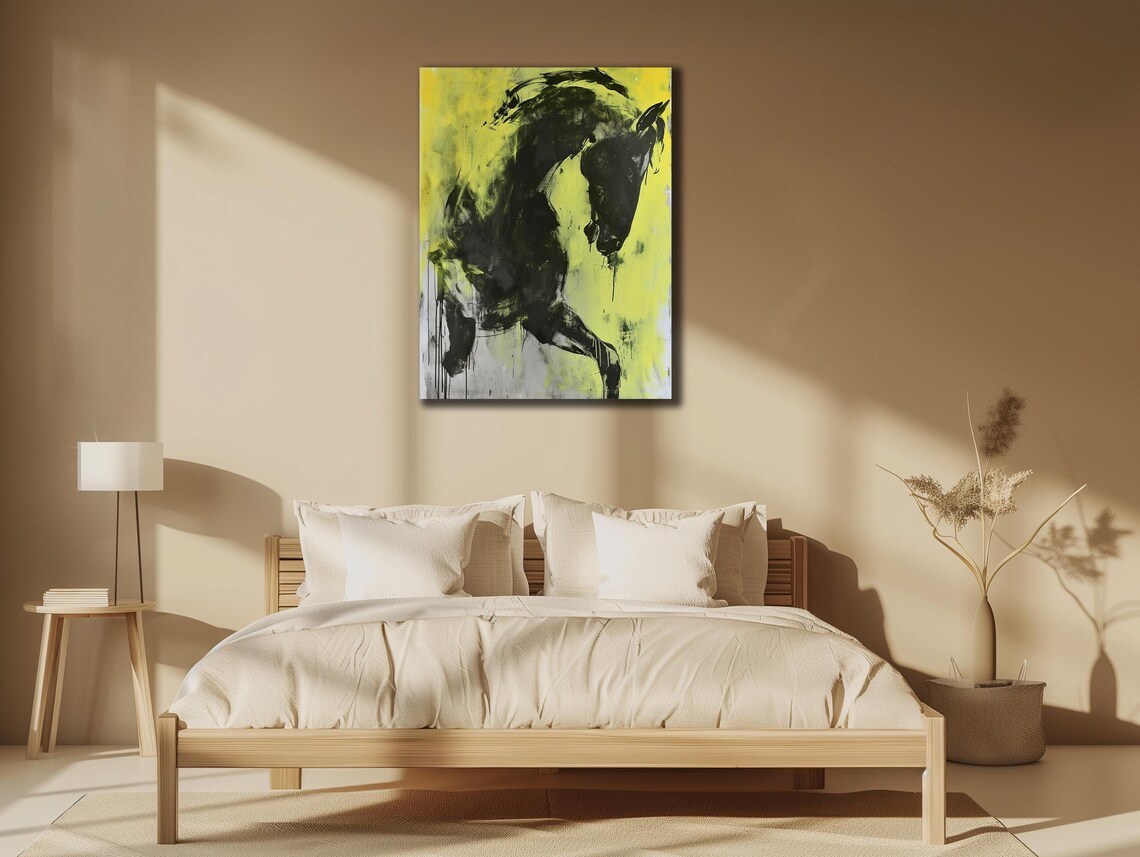 Horse Wall Art Black Horse On Painting Animal Poster Farmer Gifts Home Decoraton Art Prints Horse Gift - Image 3