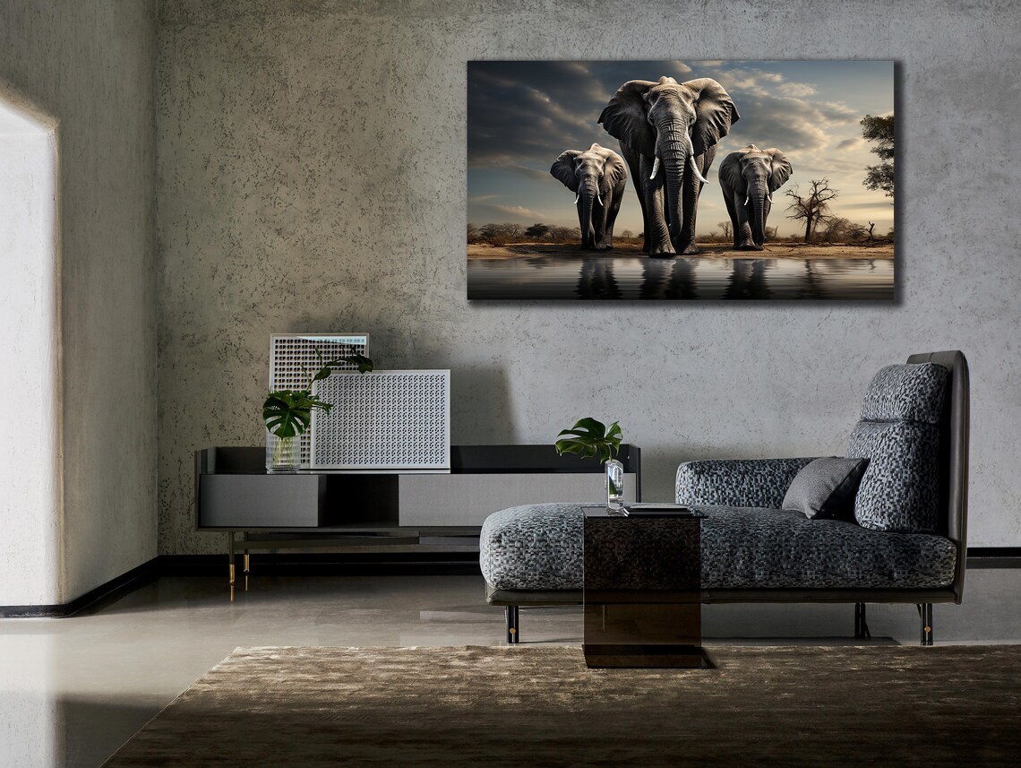 Elephants Family Painting, African Wildlife Art Print - Image 3