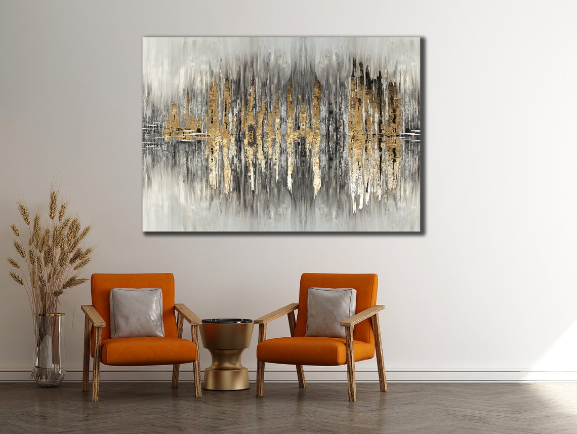 Gray And Gold Abstract Drip Minimalist Modern Neutral Decor Poster