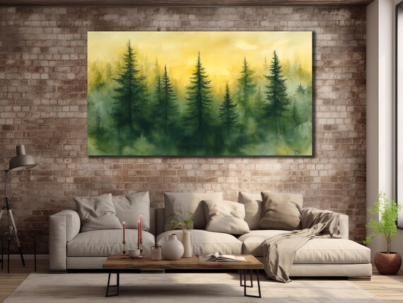 Foggy Forest Art Mist Tree Wall Art Tree Print Art Forest Wall Decor Landscape Tree Art Print Wall Art For Livingroom