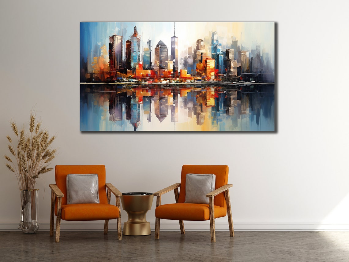 Abstract City Art Colorful Nyc Wall Art Home Wall Decor Cityscape Painting Oil Painting New York City Decor Housewarming Gifts - Image 3