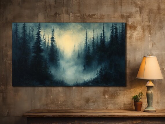 Foggy Forest Art Mist Tree Wall Art Tree Print Art Forest Wall Decor Landscape Tree Art Print Wall Art For Livingroom