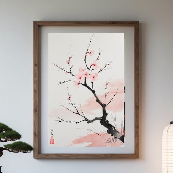 Japanese Style Poster Cherry Blossom Art Print Wall Japandi
