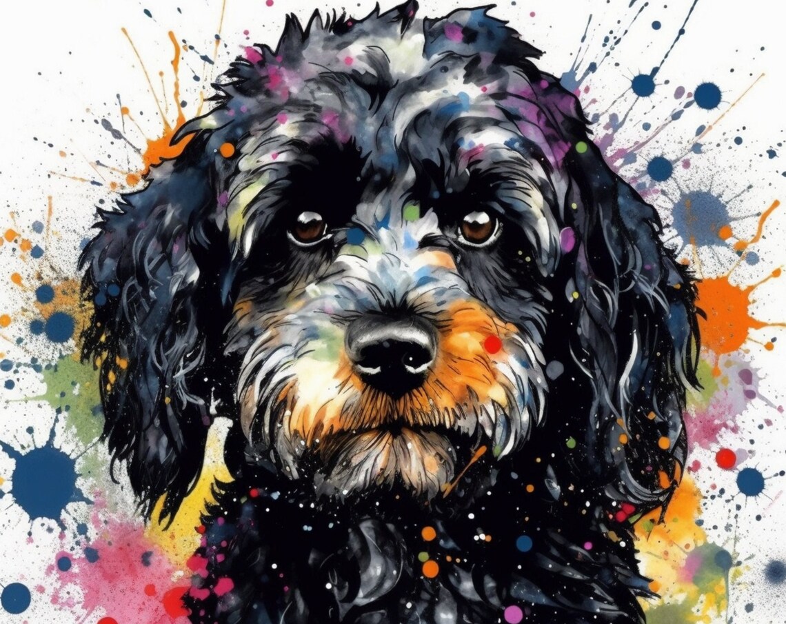 Watercolour Cavapoo Paint Splash Art Print