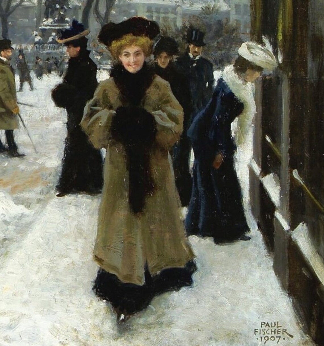 Paul Fischer Winter Day Kongens Nytorv Snowy Street Scene Poster - Image 2