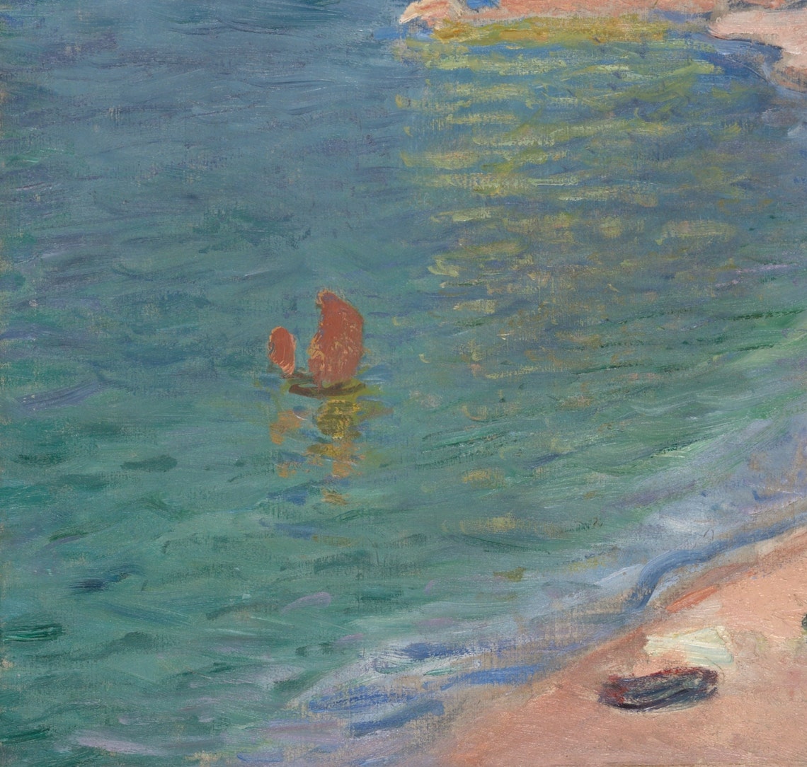 Claude Monet Etretat Beach Cliffs Textured Seascape Art Poster - Image 3