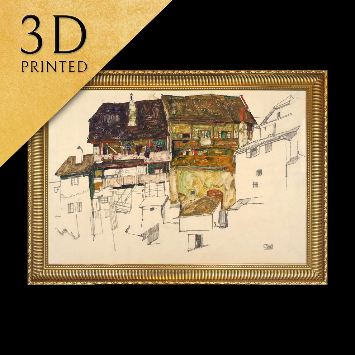 Egon Schiele Old Houses in Krumau Expressionist Town Art Poster