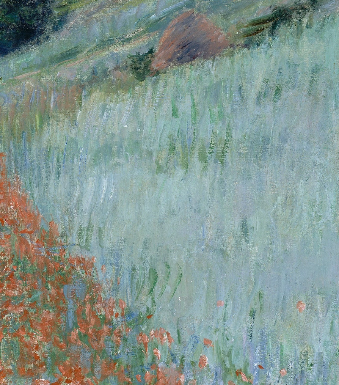 Red Poppy Meadow Impressionist Valley Landscape Vintage Art Print - Image 2