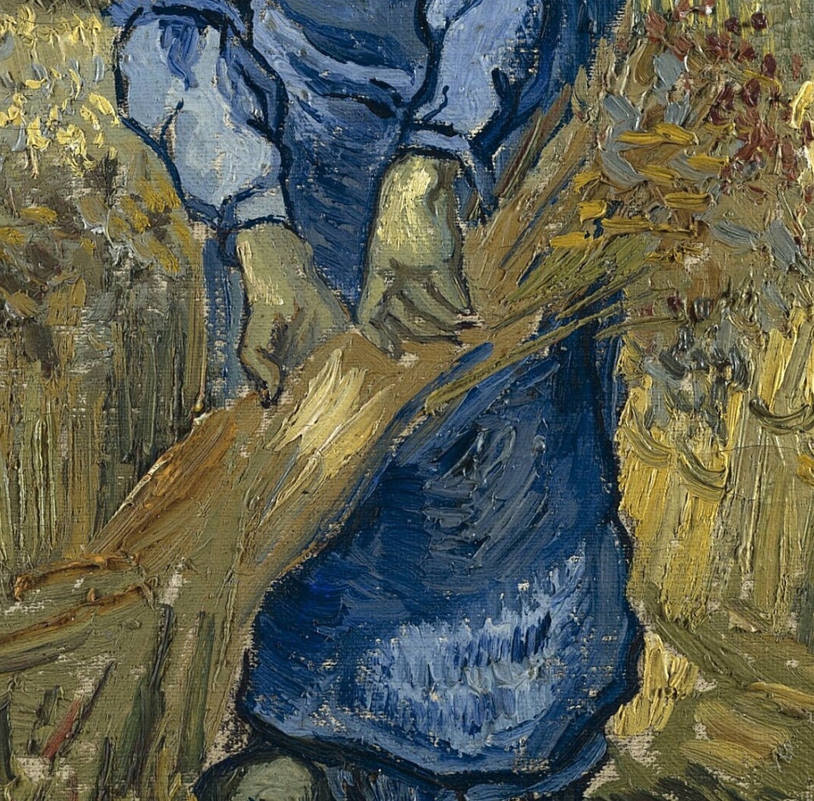 Vincent Van Gogh Peasant Woman Binding Sheaves Textured Poster - Image 2
