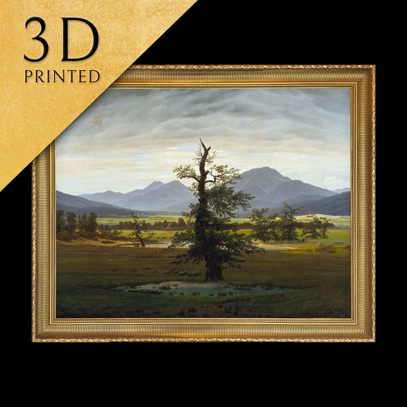 Village Landscape The Lone Tree By Caspar David Friedrich 3d Printed With Texture And Brush Strokes Looks Like Original Oil Painting