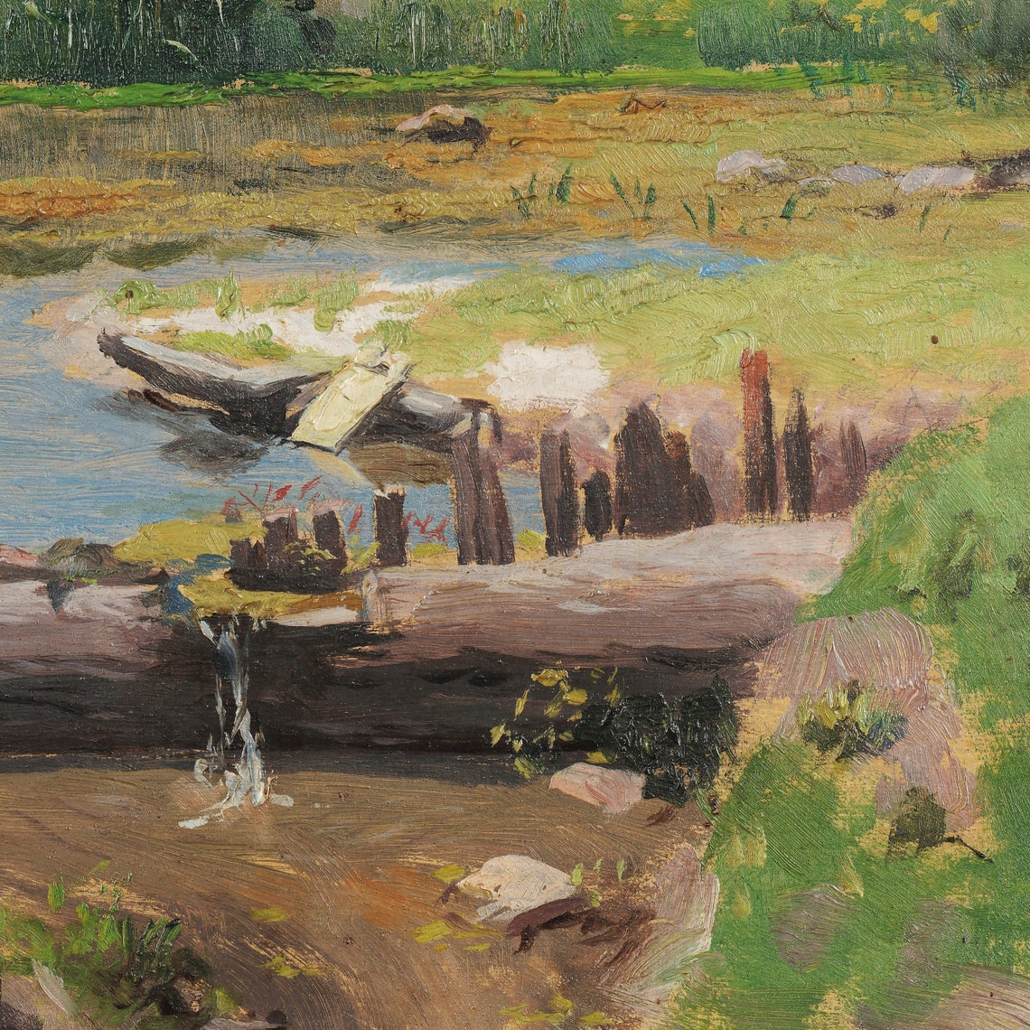 Quiet Marsh Pond with Fallen Logs and Still Water Landscape Poster - Image 2