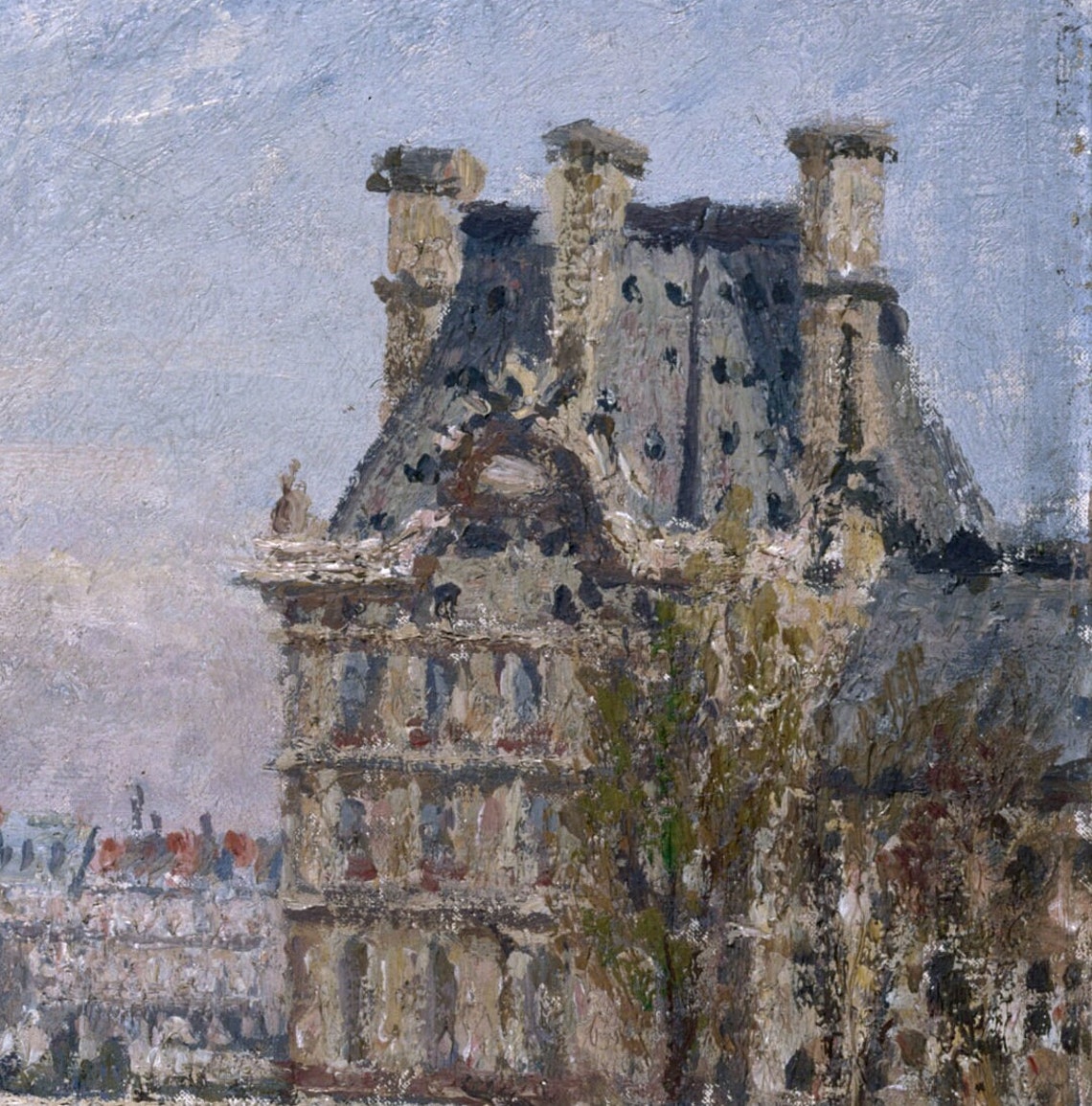 Paris Louvre Pavilion and Stone Bridge Over the Seine Art Poster - Image 2