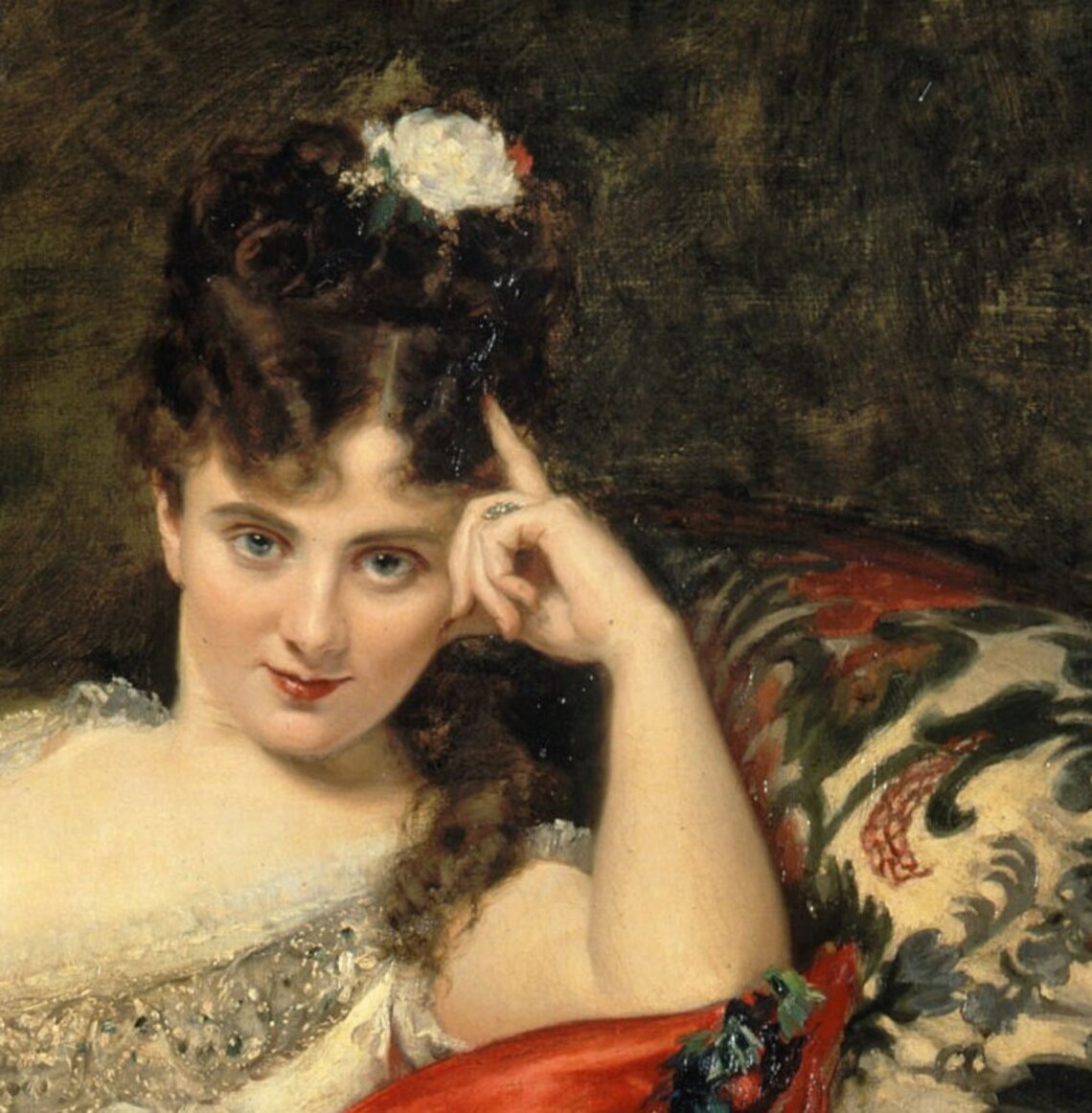 Carolus Duran Mademoiselle Lancey Reclining Lady White Dress Wall Art - Image 3