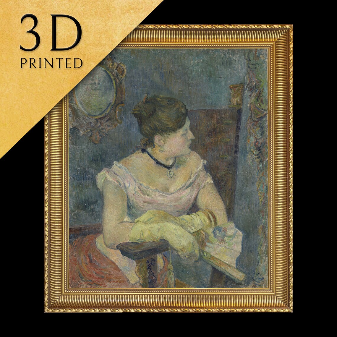 Woman With Long Gloves Holding a Painted Fan Portrait Art Poster