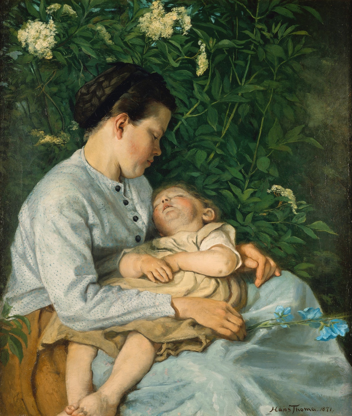 Hans Thoma Under The Elder Bush Mother Sleeping Child Poster - Image 3