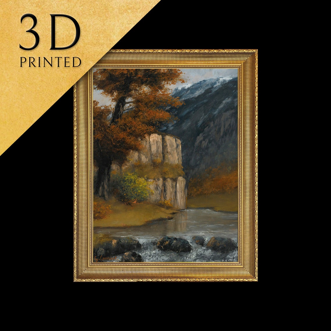 Gustave Courbet Ornans Riverside Rocky Cliffs River Scene Poster